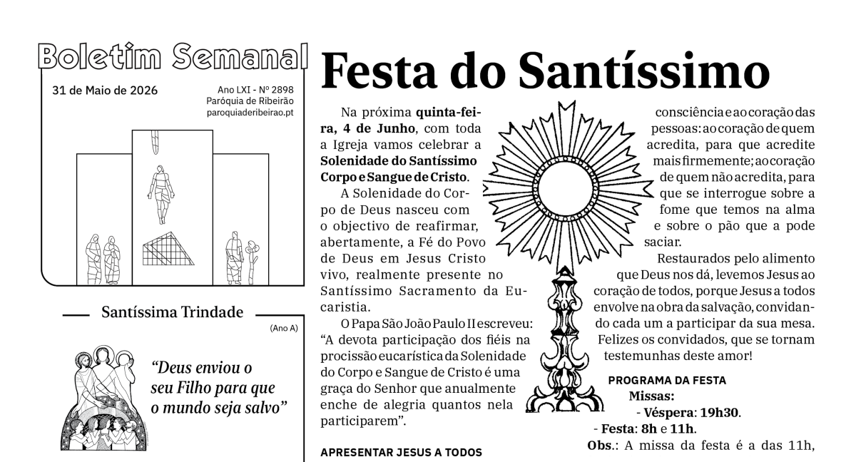 Boletim Semanal de 31-05-2026